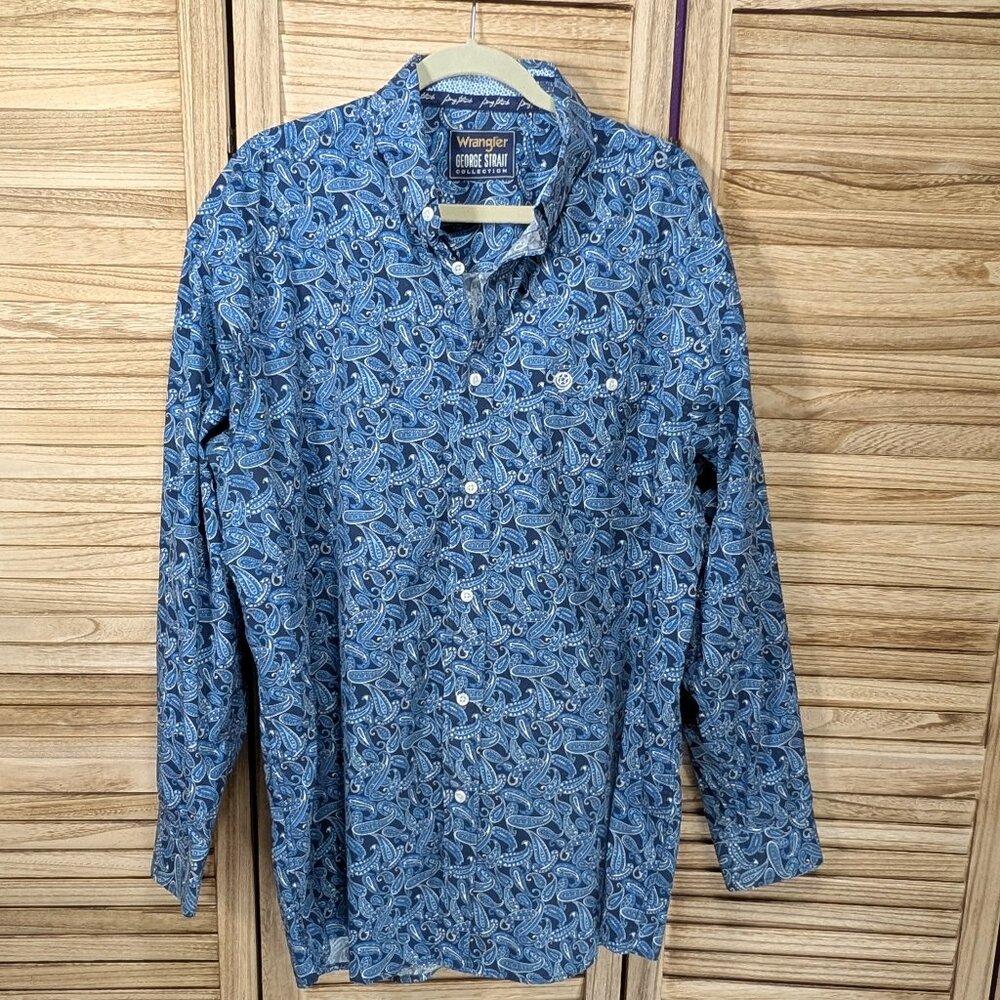 Wrangler George Straight Shirt Blue Paisley Button-Up Size XXL